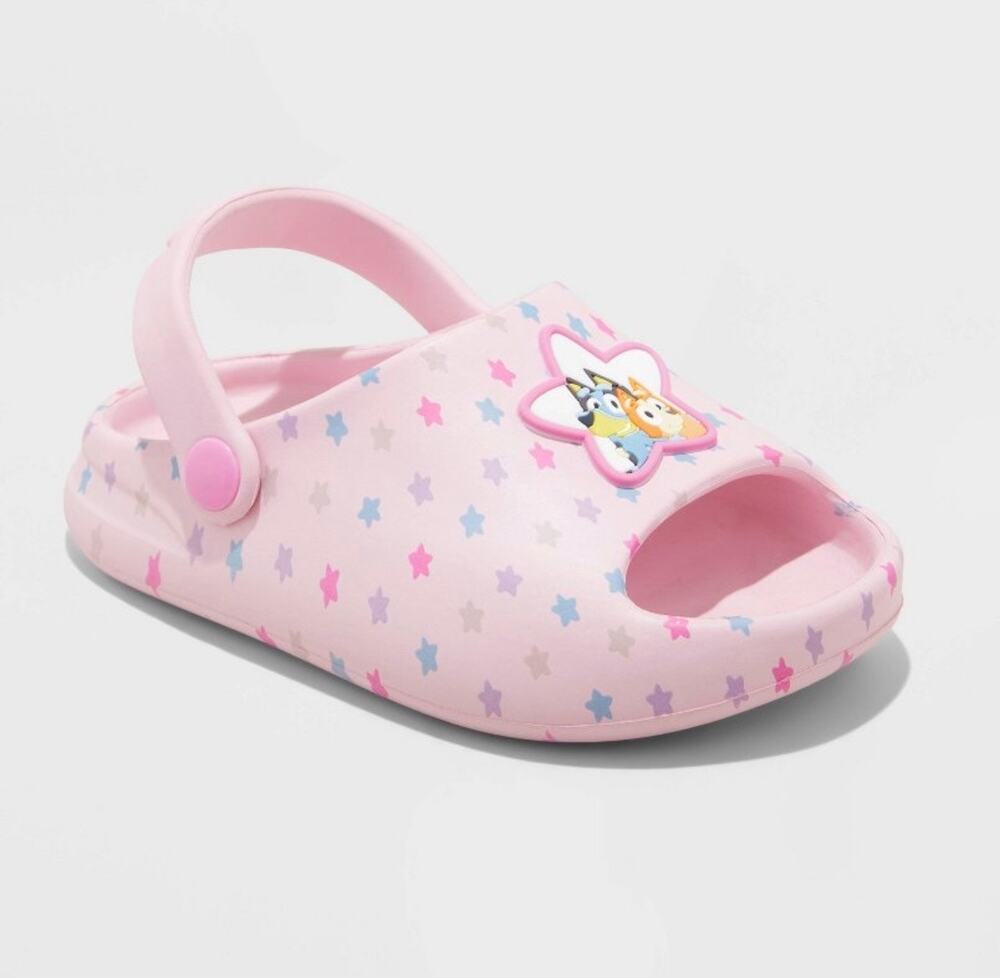Bluey Toddler Girls Pink Star Comfort Clog Sandals Slingback Shoes Size 9T